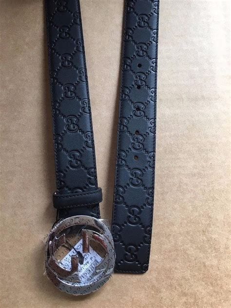 NWT Authentic Gucci Men's Black Guccissima Belt G .